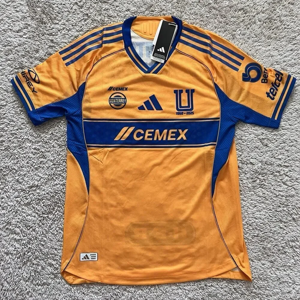 adidas Tigres UANL 25/26 Home Authentic Soccer Jersey JJ2217 Men Sz Medium NWT